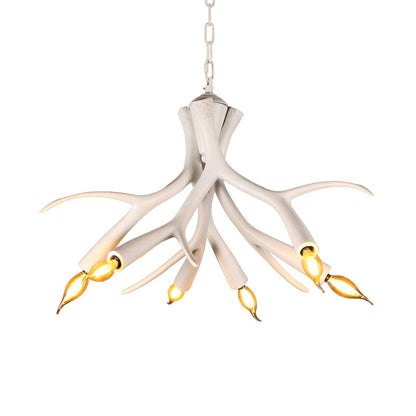 Émilie White Faux Antler Resin Chandelier Pendant Light