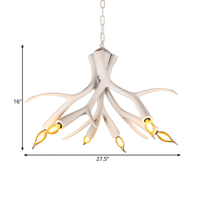 Émilie White Faux Antler Resin Chandelier Pendant Light