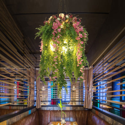 Aurélie Green Plant Design Industrial 4-Light Metal Chandelier