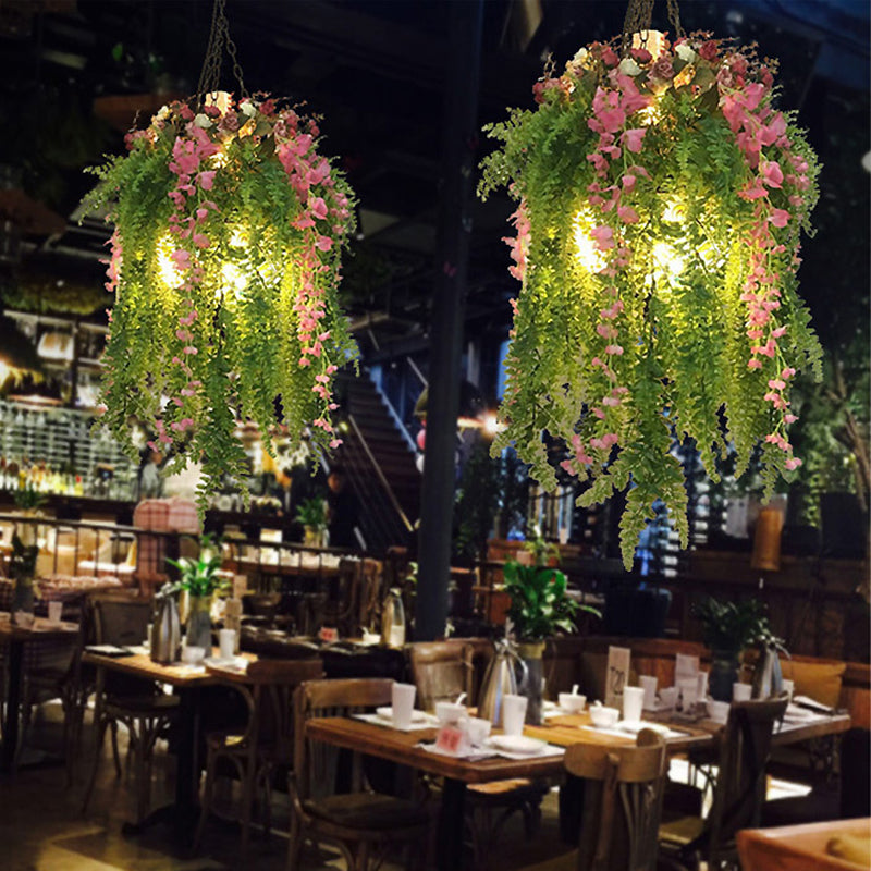 Aurélie Green Plant Design Industrial 4-Light Metal Chandelier
