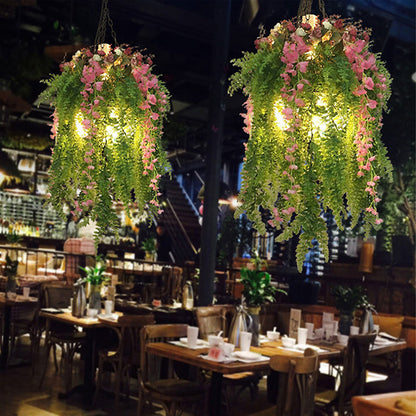 Aurélie Green Plant Design Industrial 4-Light Metal Chandelier