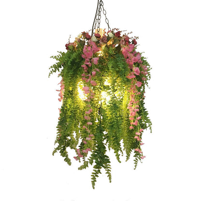 Aurélie Green Plant Design Industrial 4-Light Metal Chandelier