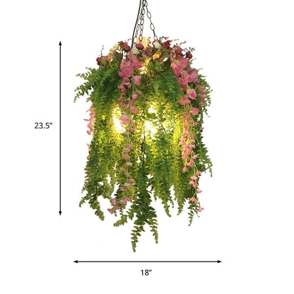 Aurélie Green Plant Design Industrial 4-Light Metal Chandelier