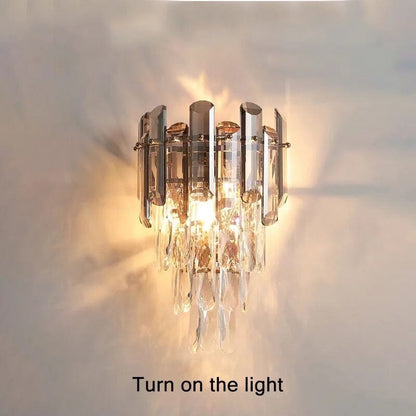 Odette Elsie Smoke Gray Crystal Wall Lamp