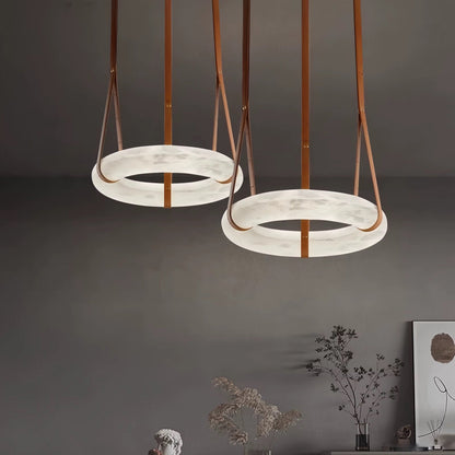 Elara Marble & Leather Ring Chandelier
