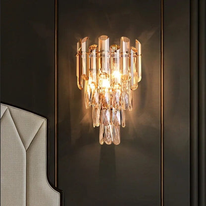 Odette Elsie Smoke Gray Crystal Wall Lamp