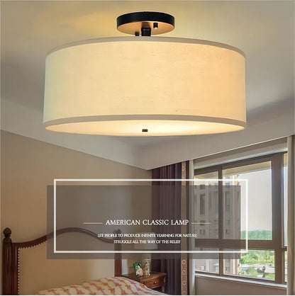 Léa American Country Fabric Ceiling Light