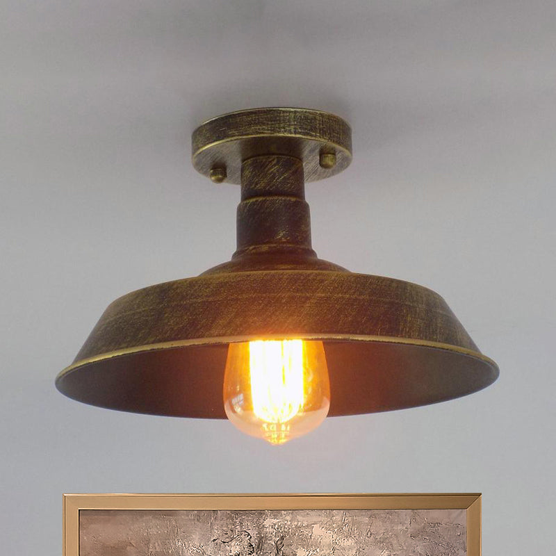 Margaux Farmhouse Barn Shade Metal Semi Flush Ceiling Light