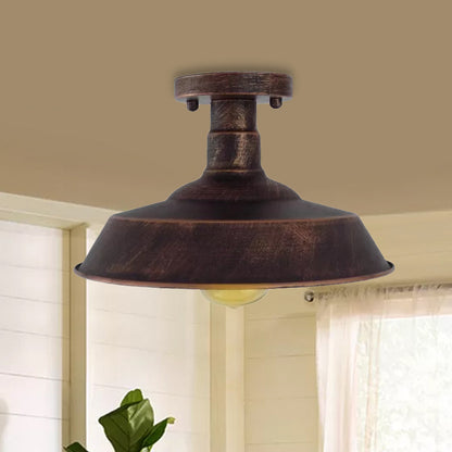 Margaux Farmhouse Barn Shade Metal Semi Flush Ceiling Light