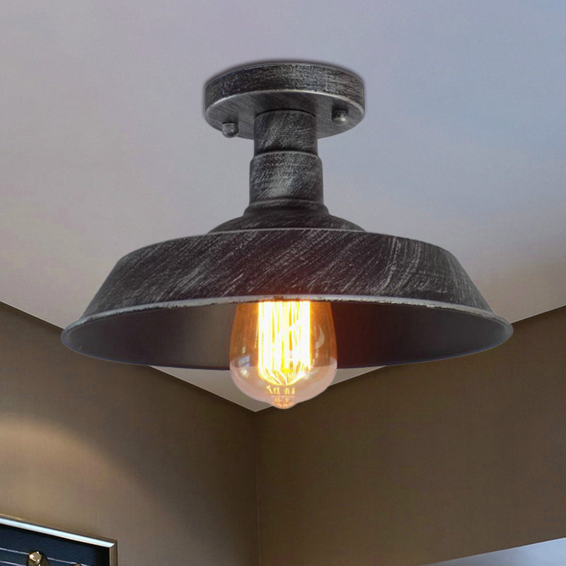 Margaux Farmhouse Barn Shade Metal Semi Flush Ceiling Light