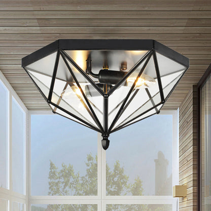 Sophie Vintage Polyhedron Glass Flush Ceiling Light