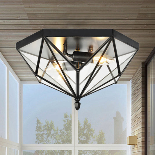 Sophie Vintage Polyhedron Glass Flush Ceiling Light