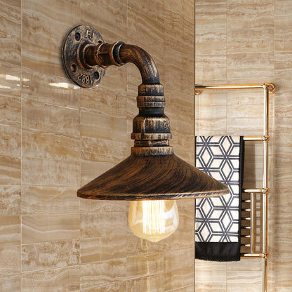 Aurélie Conic Shade Steampunk Wall Sconce Brass/Black