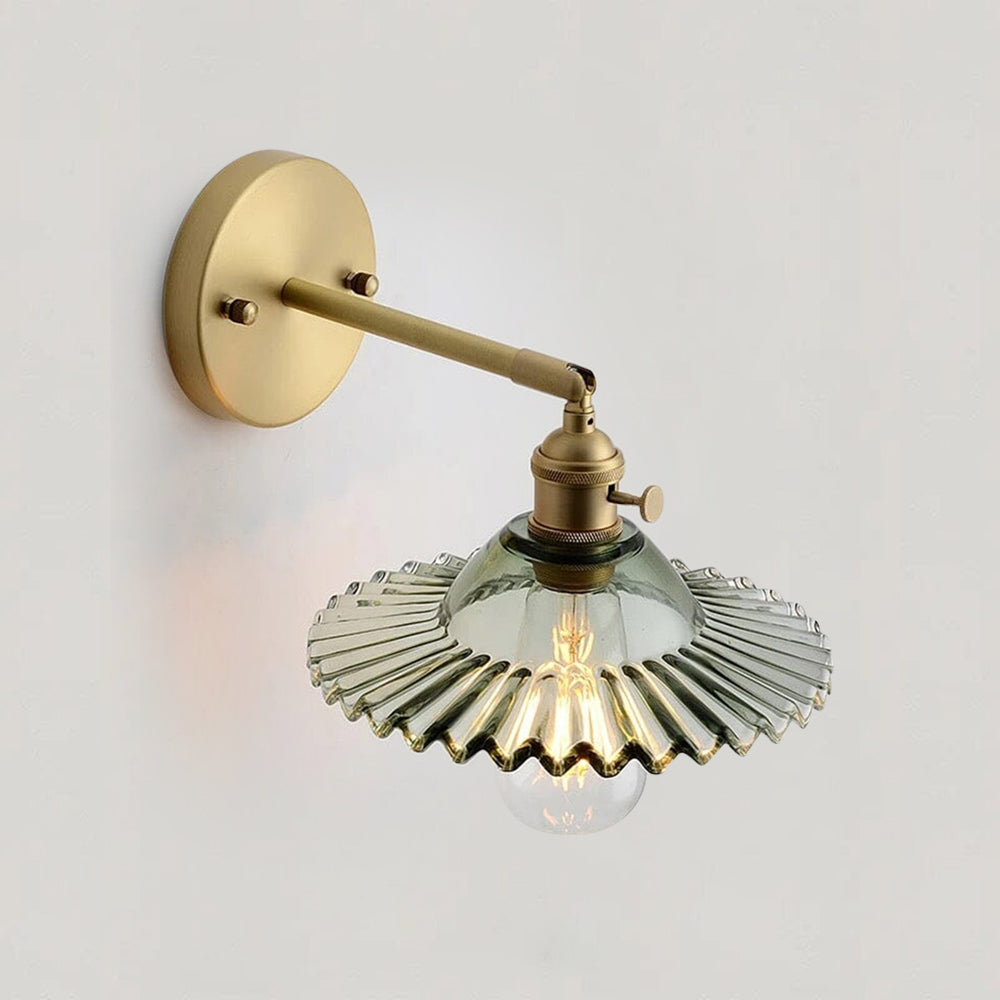 Céleste Vintage Round Green Glass Wall Lamp with Knob Switch