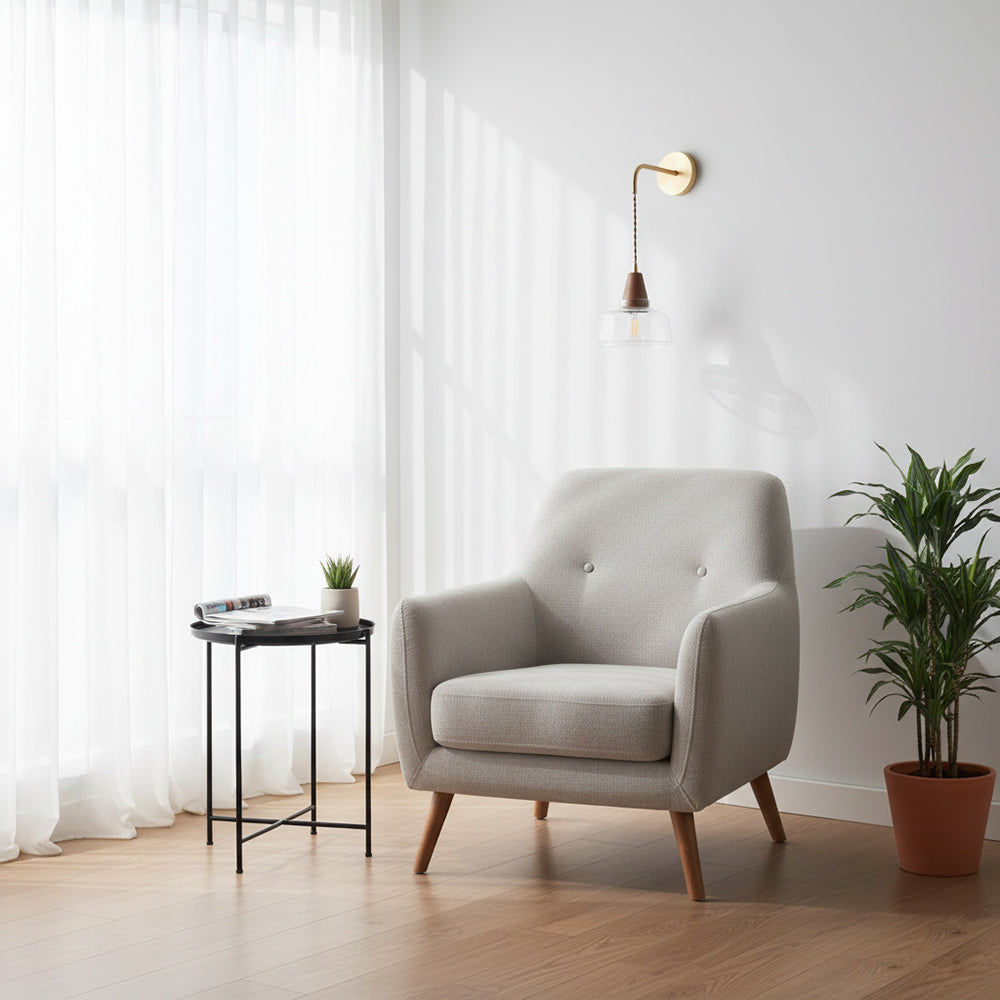 Aurélie Classic Brass Plug-In Wall Lamp with Clear Glass Shade