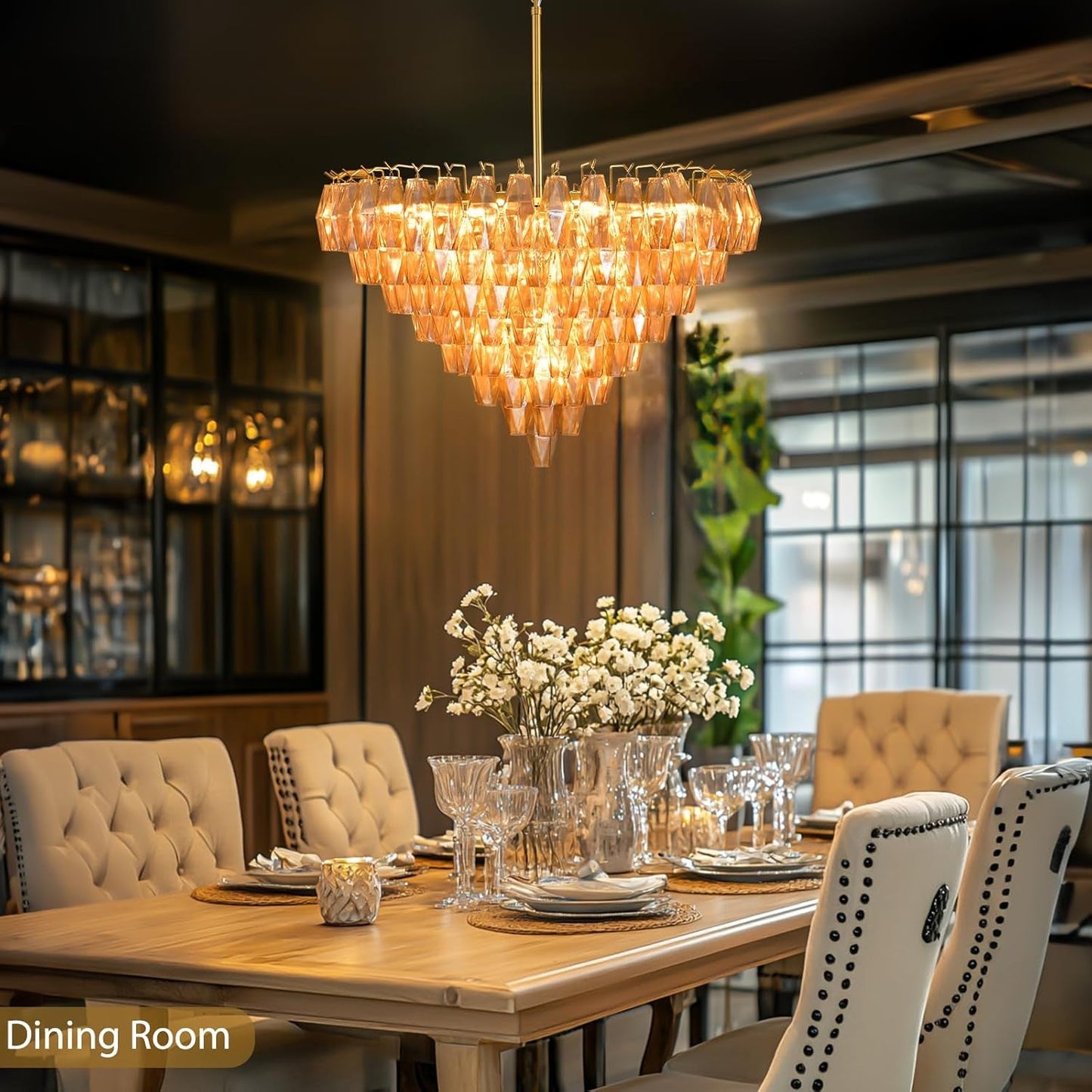 Amélie Amber Glass Circular Chandelier
