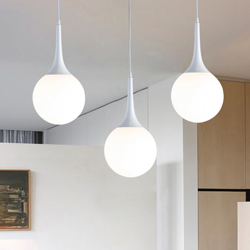 Sophie Contemporary White Glass Globe Pendant Light
