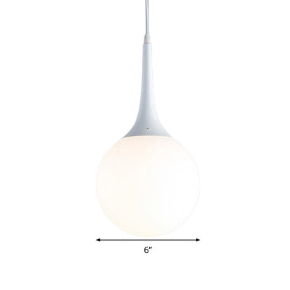 Sophie Contemporary White Glass Globe Pendant Light