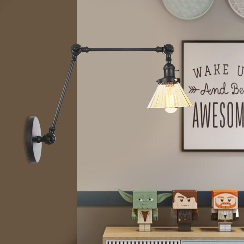 Nova Industrial Cone Glass Wall Sconce