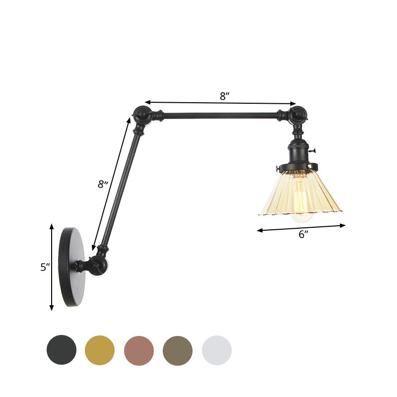 Nova Industrial Cone Glass Wall Sconce
