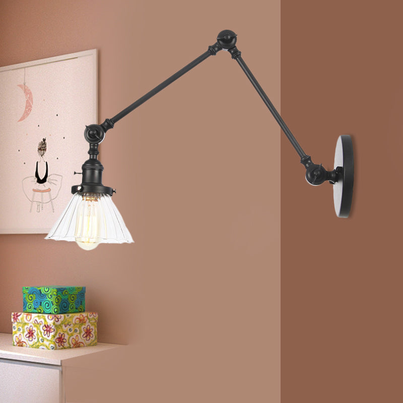 Nova Industrial Cone Glass Wall Sconce