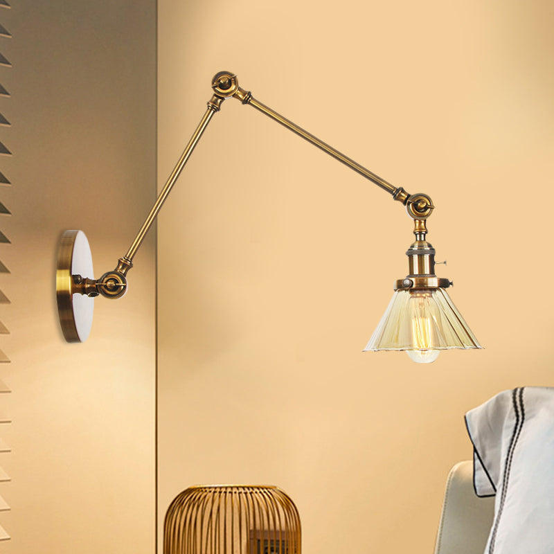 Nova Industrial Cone Glass Wall Sconce