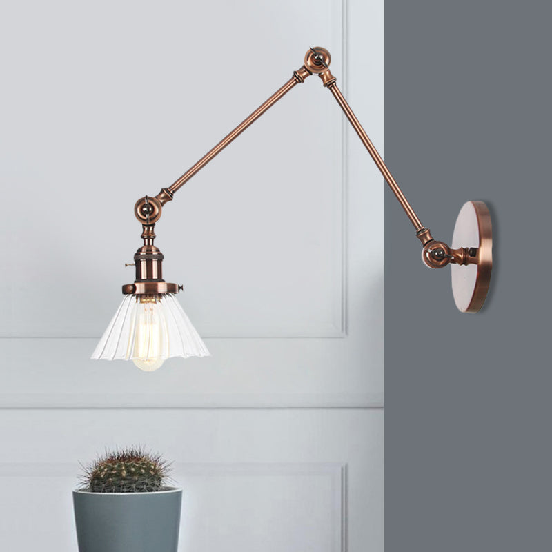Nova Industrial Cone Glass Wall Sconce