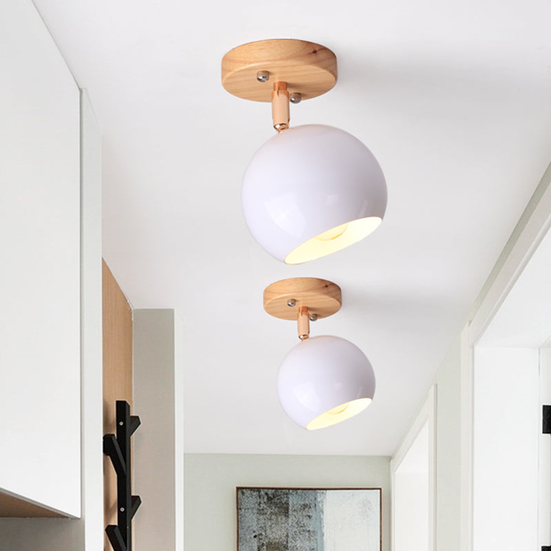 Léa Modern Ball Semi Flush Ceiling Light with Wood Canopy
