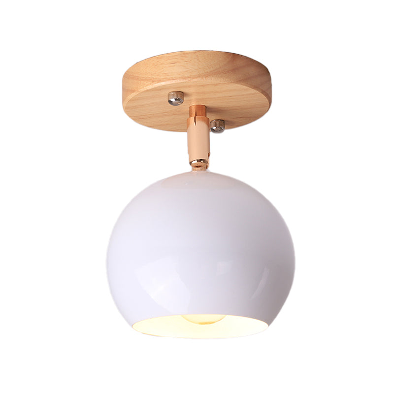 Léa Modern Ball Semi Flush Ceiling Light with Wood Canopy