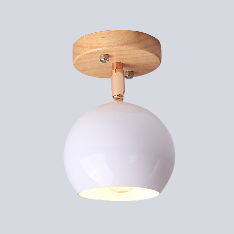 Léa Modern Ball Semi Flush Ceiling Light with Wood Canopy