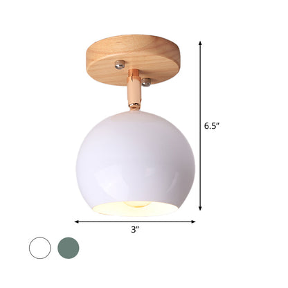 Léa Modern Ball Semi Flush Ceiling Light with Wood Canopy