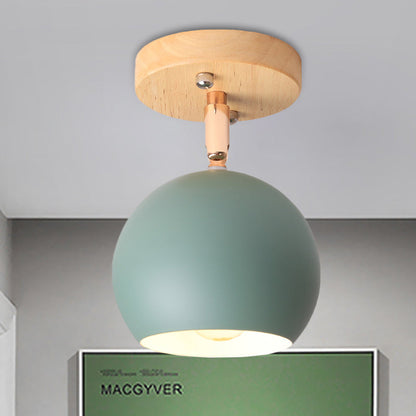 Léa Modern Ball Semi Flush Ceiling Light with Wood Canopy