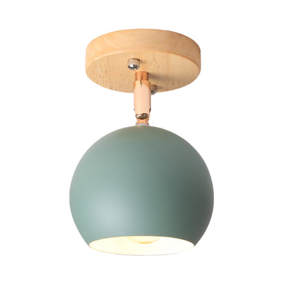 Léa Modern Ball Semi Flush Ceiling Light with Wood Canopy