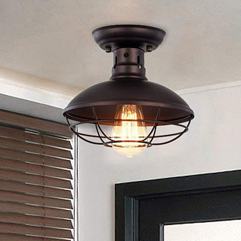 Delphine Farmhouse Cage Metal Flush Ceiling Light
