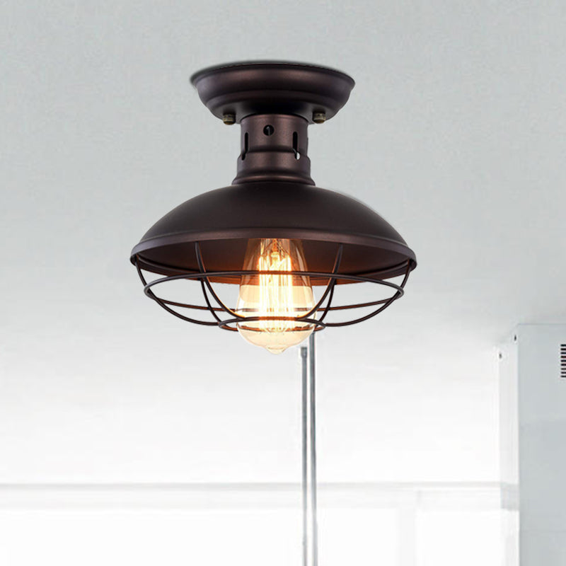 Delphine Farmhouse Cage Metal Flush Ceiling Light