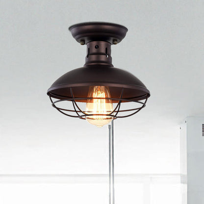 Delphine Farmhouse Cage Metal Flush Ceiling Light