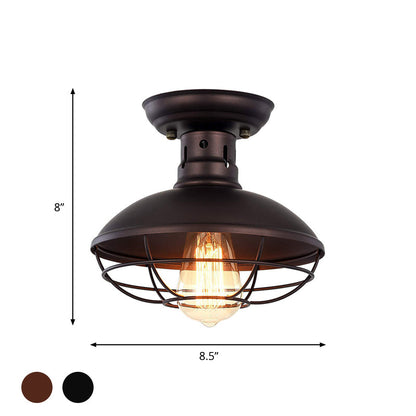 Delphine Farmhouse Cage Metal Flush Ceiling Light