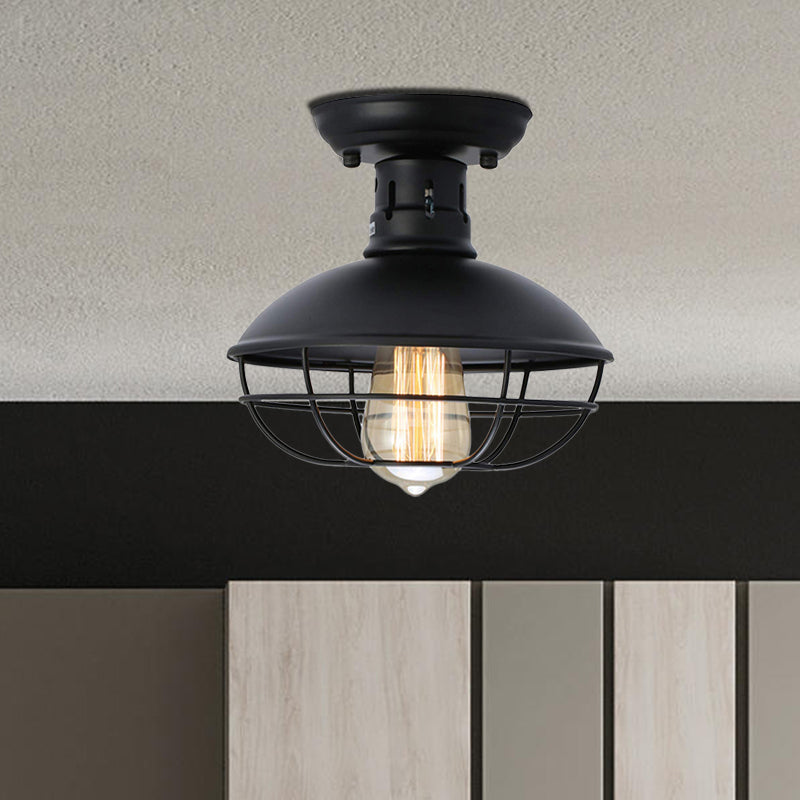 Delphine Farmhouse Cage Metal Flush Ceiling Light