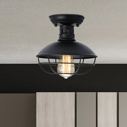 Delphine Farmhouse Cage Metal Flush Ceiling Light