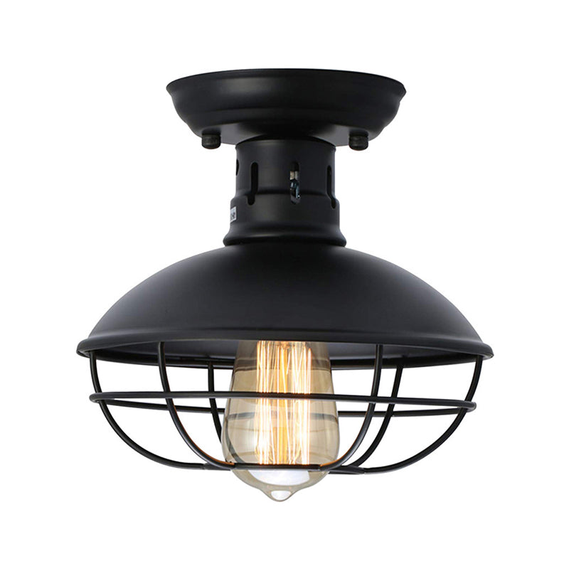 Delphine Farmhouse Cage Metal Flush Ceiling Light