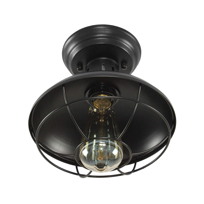 Delphine Farmhouse Cage Metal Flush Ceiling Light