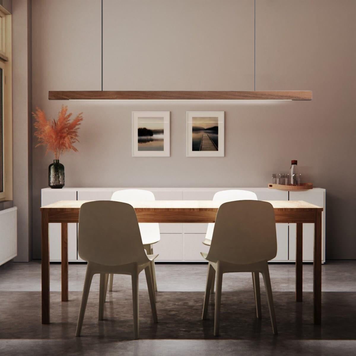Amélie Oak & Walnut Linear Chandelier