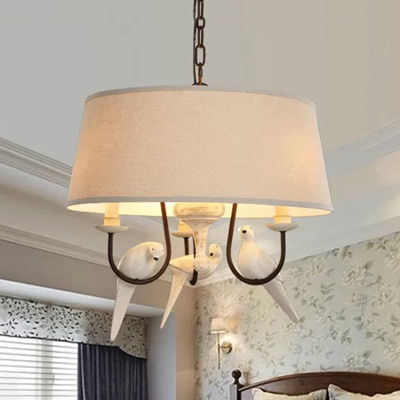 Chloé Beige Fabric Drum Bird Chandelier Pendant Light