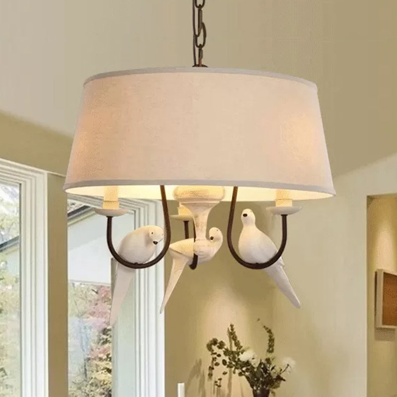 Chloé Beige Fabric Drum Bird Chandelier Pendant Light