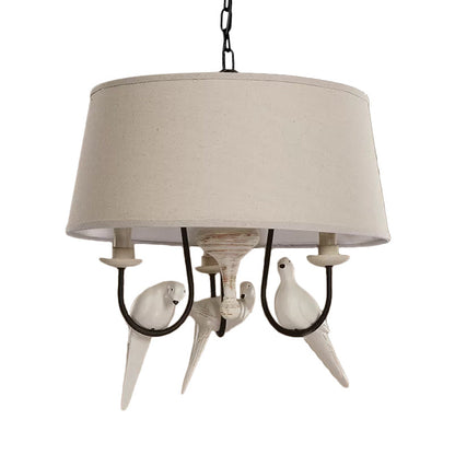 Chloé Beige Fabric Drum Bird Chandelier Pendant Light