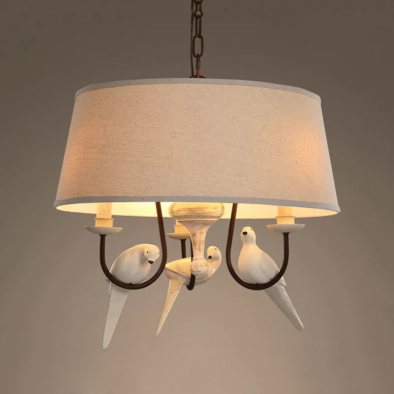Chloé Beige Fabric Drum Bird Chandelier Pendant Light