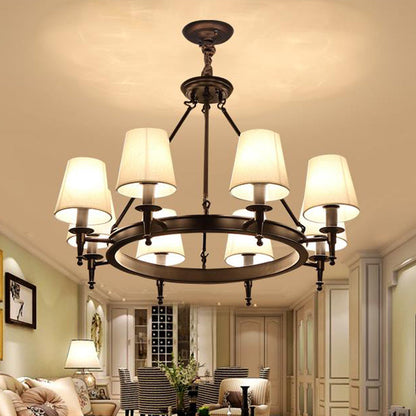 Isabelle Black Wagon Wheel Fabric Chandelier Pendant Light