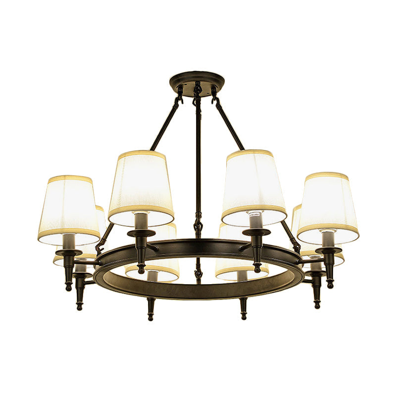 Isabelle Black Wagon Wheel Fabric Chandelier Pendant Light