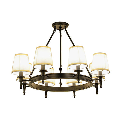 Isabelle Black Wagon Wheel Fabric Chandelier Pendant Light