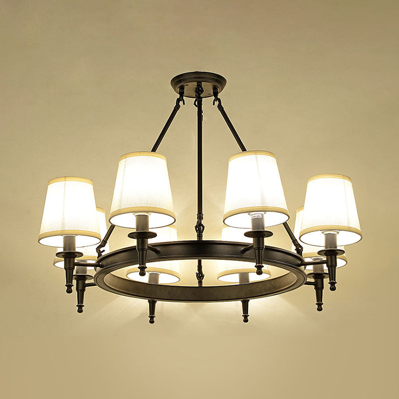 Isabelle Black Wagon Wheel Fabric Chandelier Pendant Light
